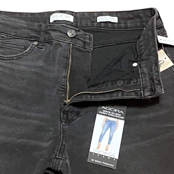 Sofia Vergara Adora Super Hi Rise Distressed Curvy Girlfriend Jeans, 10S, NWT - Picture 7 of 16